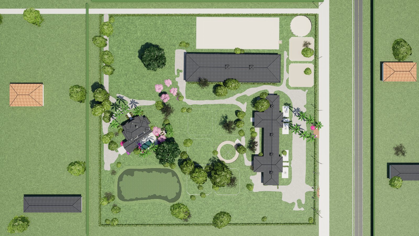 Site plan view of the estate model